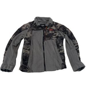 Minus Zero Boys Camo Fleece Hybrid Full Zip Jacket Grey Orange L 14/16